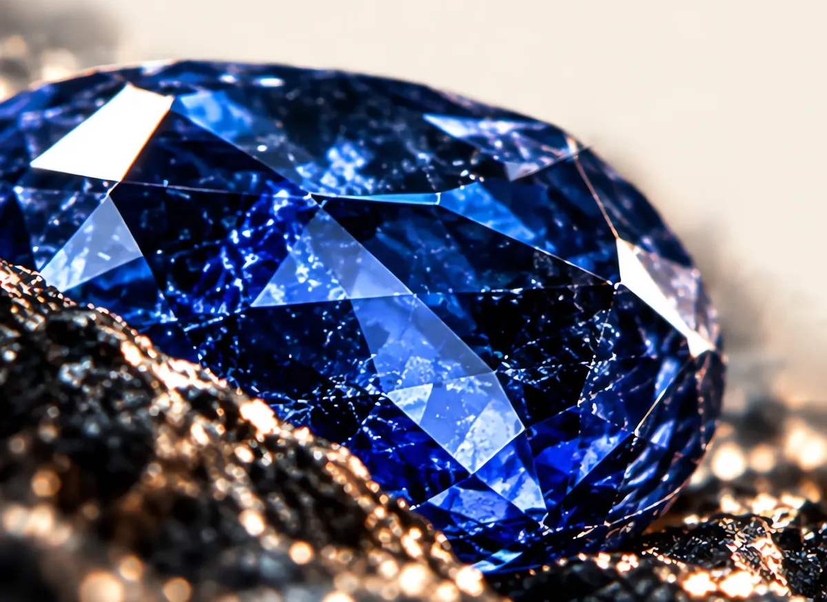 Blauer Saphir auf Gestein