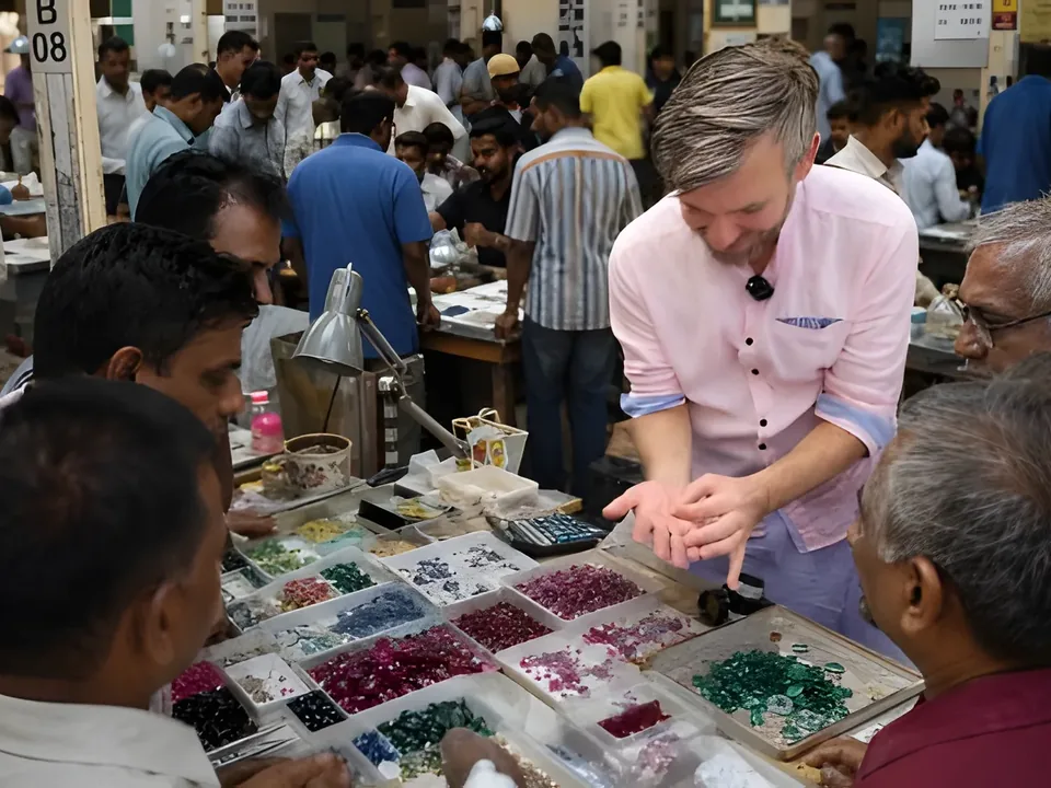 Auf einem Edelsteinmarkt in Sri Lanka
